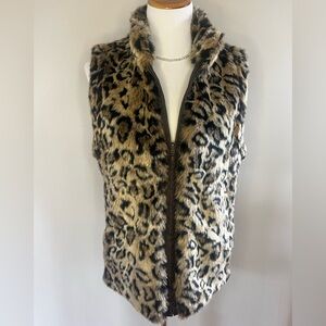 Leopard Print Faux Fur Vest